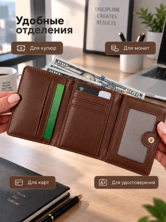 Женский кошелек для денег, маленький бумажник для карт