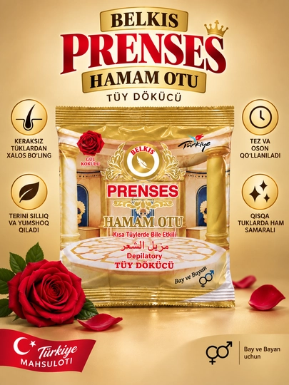 Prenses Hamam Otu depilyatsiya kukuni, Hurrem kukuni - depilyatsiya uchun kukun turkiya