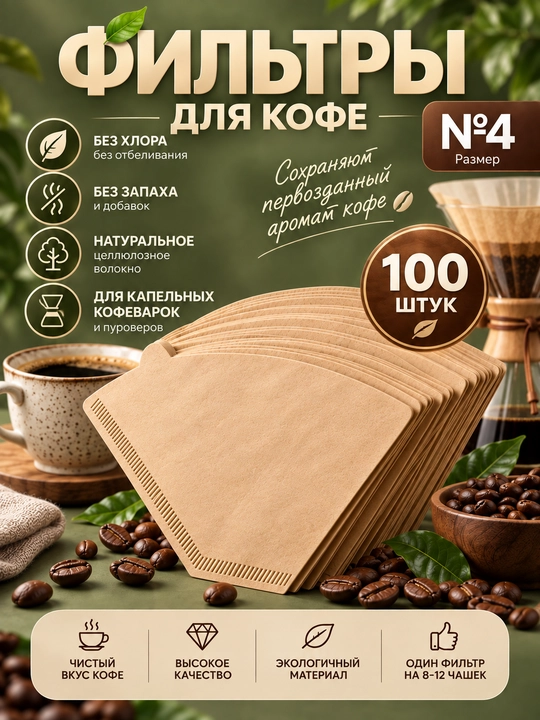 Kofe filtr qog'ozli konussimon, purover uchun - 