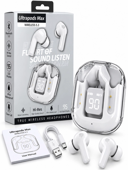 Ultrapods Max Wireless 5.3 simsiz TWS quloqchin, LED displeyli - 
