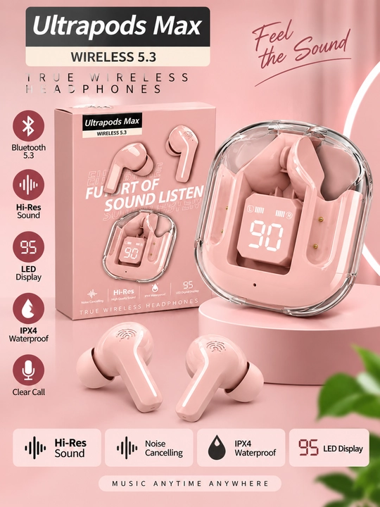 Ultrapods Max Wireless 5.3 simsiz TWS quloqchin, LED displeyli - 
