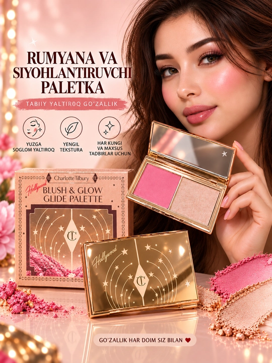 Rumyana paletka, yuz uchun rumyana, siyoxlantiruvchi, glow, makiyaj, kosmetika, blush face - 