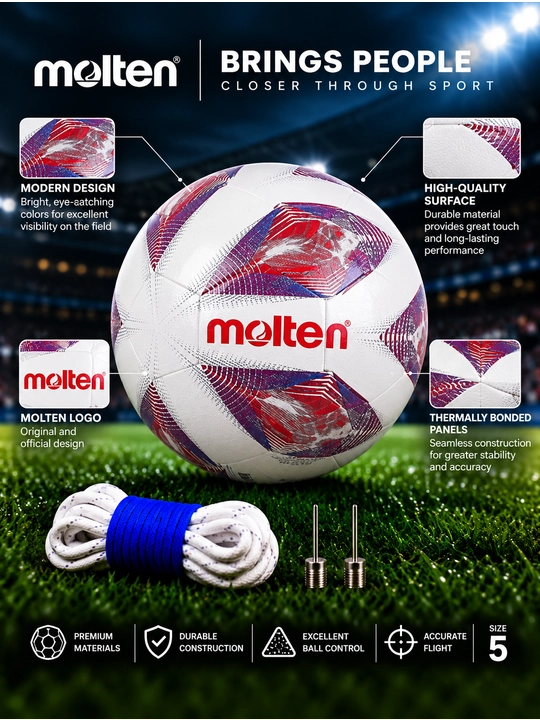 Futbol to‘pi Molten Official Match Ball 1000, 5-o‘lcham, oq-pushti