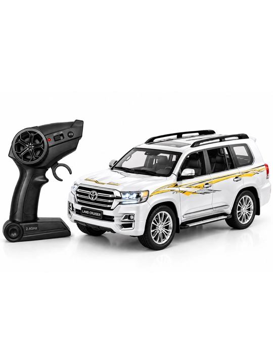 Pultli Toyota Land Cruiser o‘yinchoq mashina, 8+, qora va oq