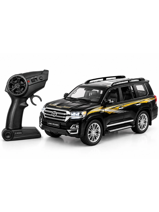 Pultli Toyota Land Cruiser o‘yinchoq mashina, 8+, qora va oq