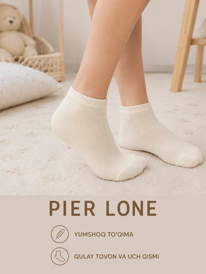 Pier Lone qiz bolalar uchun kalta bir rangli paypoq - 