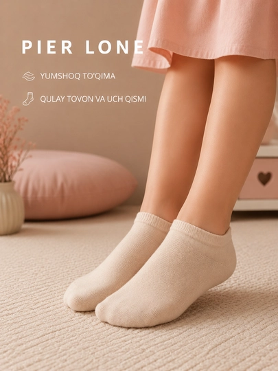 Pier Lone qiz bolalar uchun kalta bir rangli paypoq