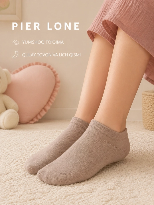 Pier Lone qiz bolalar uchun kalta bir rangli paypoq