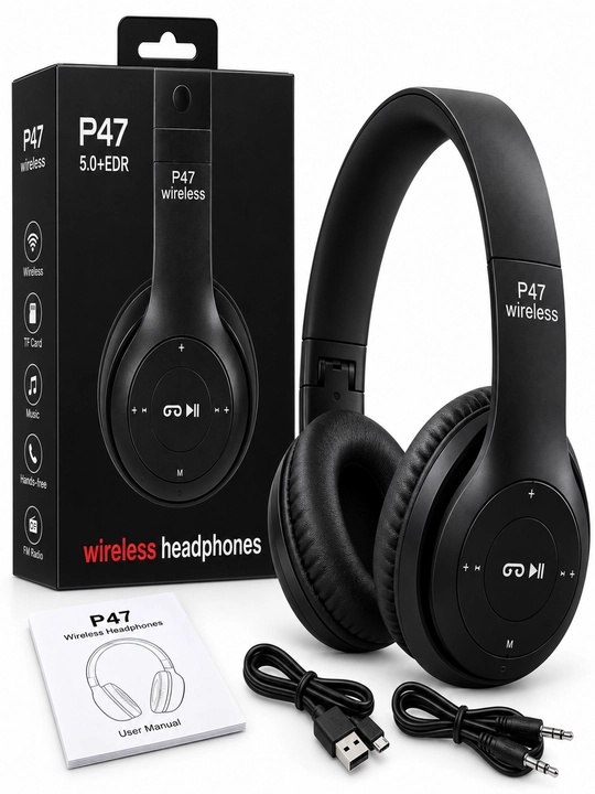 P47 Wireless 5.0+EDR simsiz quloqchin, TF karta va FM radio bilan