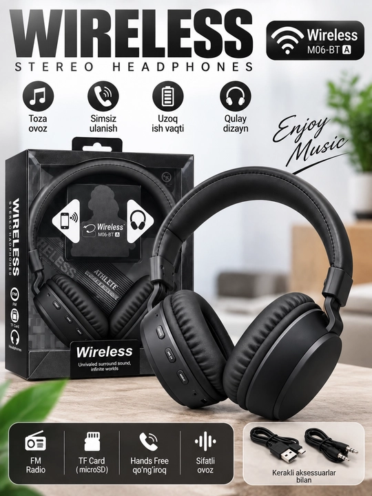M06-BT A Wireless Stereo беспроводные наушники с FM-радио и TF-картой - 