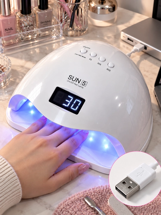Мощная УФ-лампа для ногтей, быстросохнущая УФ-лампа, версия SUN5 с USB-подключением