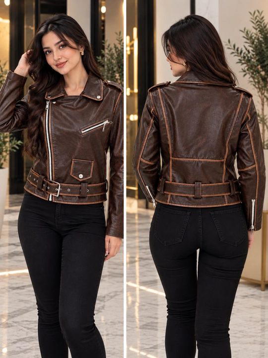 Женский и девичий костюм из экокожи, кожаная куртка, размеры S/M/L
