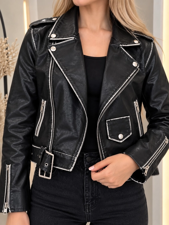 Женский и девичий костюм из экокожи, кожаная куртка, размеры S/M/L - 