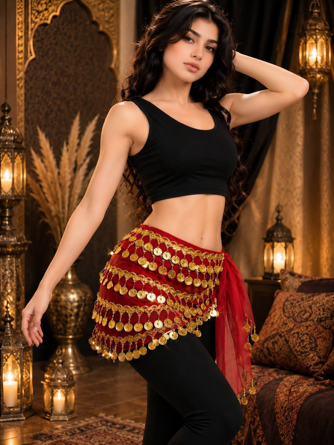 Arabcha raqs belbog‘i, tangali, qorin raqsi, ozish va fitnes uchun, universal o‘lcham - 