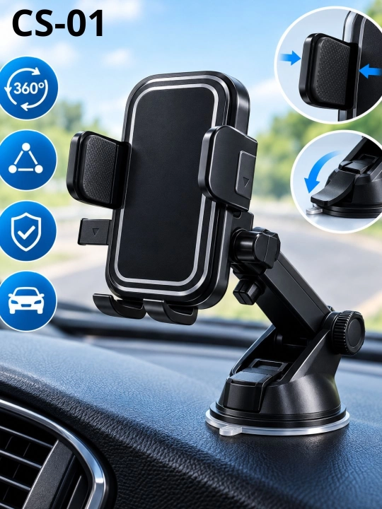 Автомобильный держатель для телефона на присоске, универсальный, 360°, регулируемый