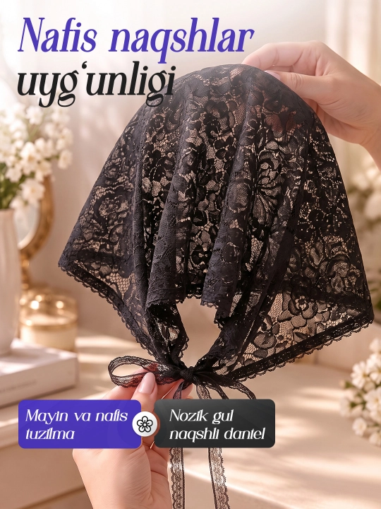 Gipyurli sharf kosinka, toʻrli roʻmollar va gipyur romol ayollar uchun
