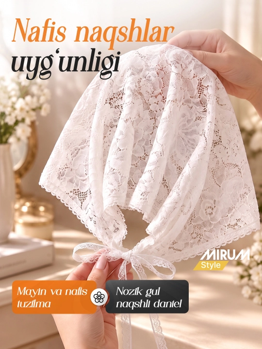 Gipyurli sharf kosinka, toʻrli roʻmollar va gipyur romol ayollar uchun