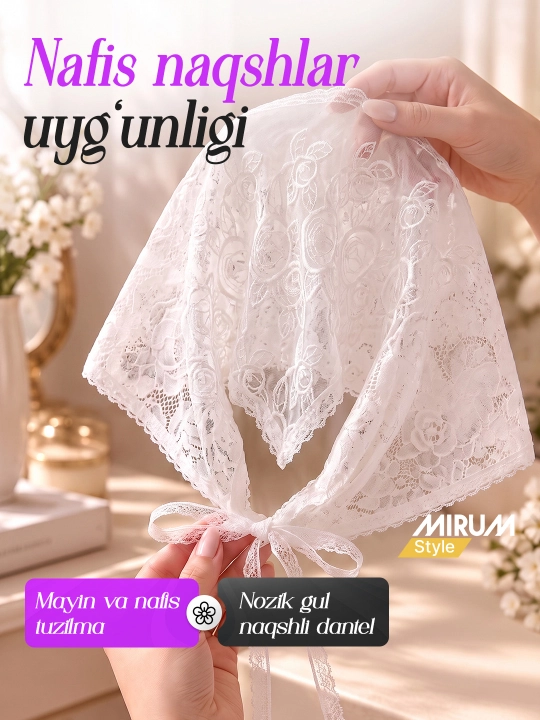 Gipyurli sharf kosinka, toʻrli roʻmollar va gipyur romol ayollar uchun