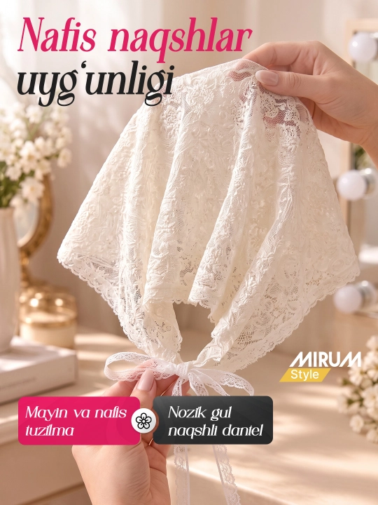 Gipyurli sharf kosinka, toʻrli roʻmollar va gipyur romol ayollar uchun