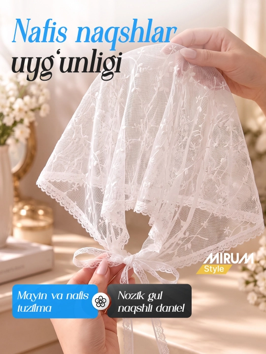 Gipyurli sharf kosinka, toʻrli roʻmollar va gipyur romol ayollar uchun