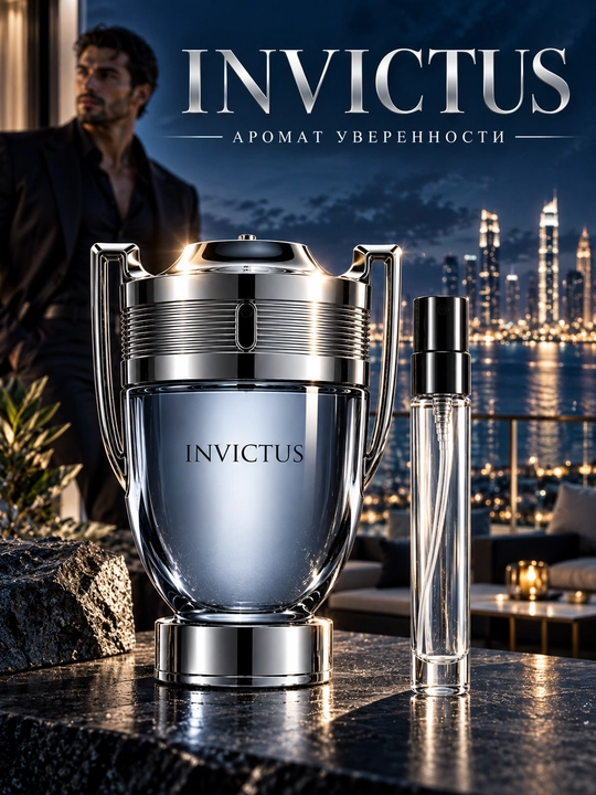 Atir Invictus Rabanne erkaklar uchun, yog'och iforli erkaklar atiri
