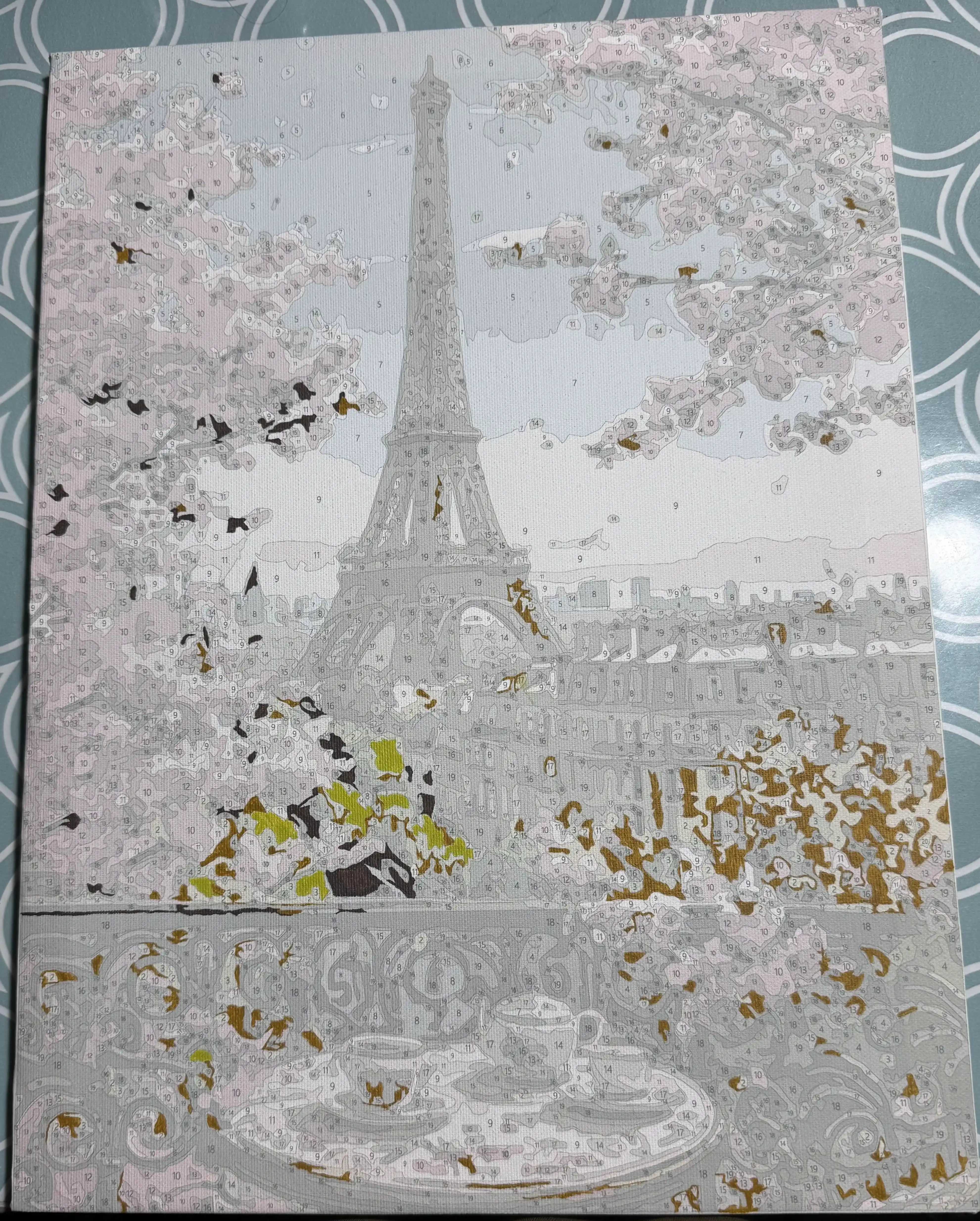 Raqamlar bo'yicha rasm Skystore Shaxarlar asosli ramkaga tortilgan, 30x40 sm