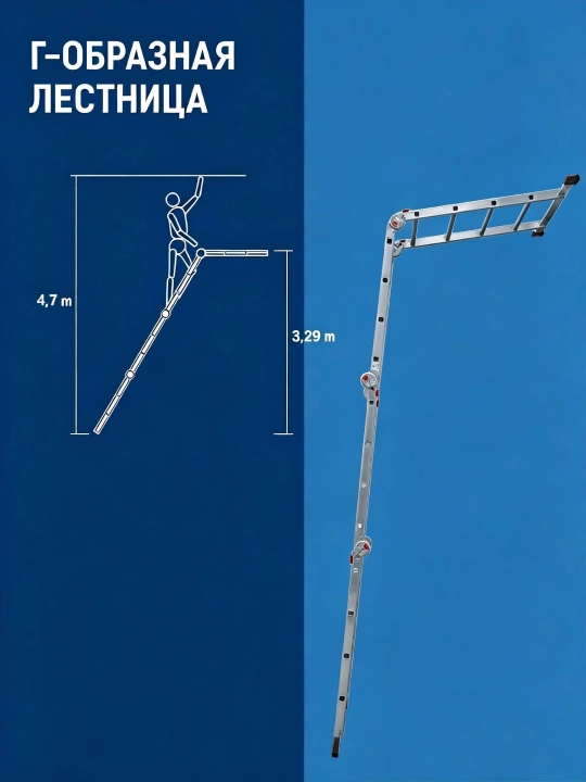 Алюминиевая лестница-трансформер 4×3 ступени