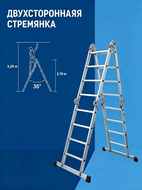 Алюминиевая лестница-трансформер 4×3 ступени
