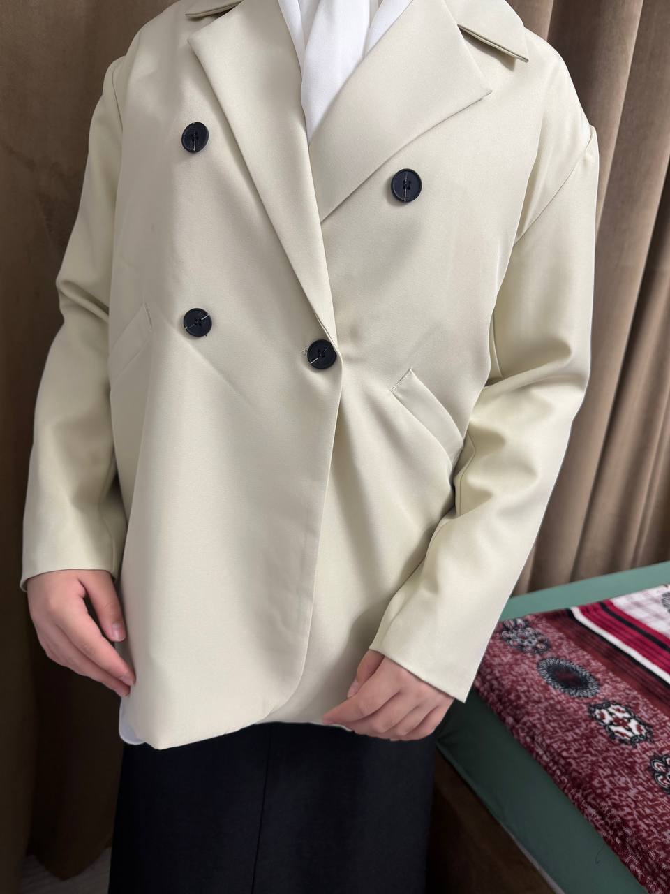 Женский двубортный пиджак oversize