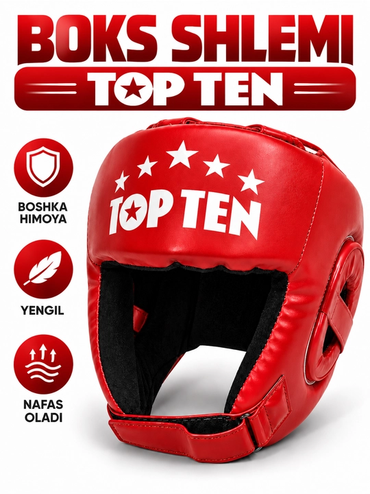 Boks shlemi TOP TEN, bosh himoyasi, mashg‘ulot va sparring uchun - 
