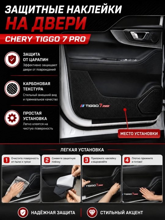 CHERY TIGGO7 PRO va CHERY TIGGO7PROMAX eshik qoplamalari, karbonli - 