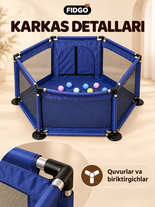 Sharlar, to‘rli devorlar va yashin tezligidagi kirish joyi bilan jihozlangan FIDGO bolalar o‘yin maydoni