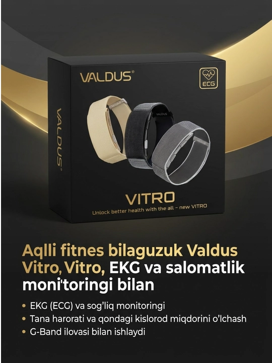 Умный фитнес-браслет Valdus Vitro с ЭКГ и мониторингом здоровья