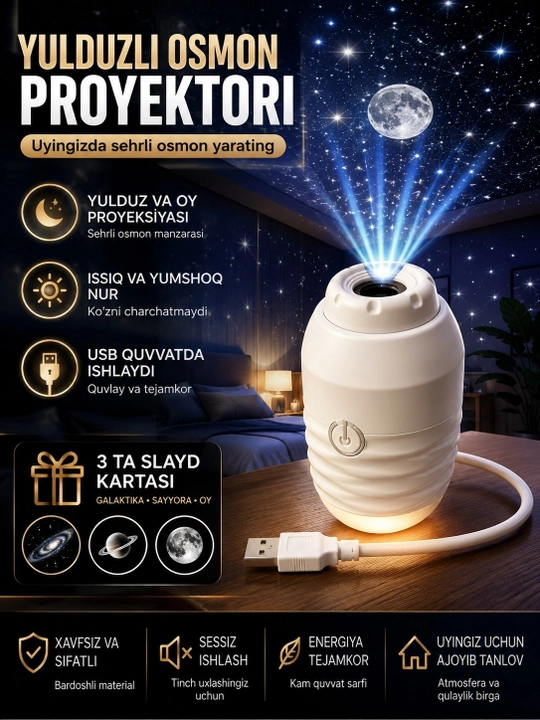 Yulduzli osmon proyektori 4K - 