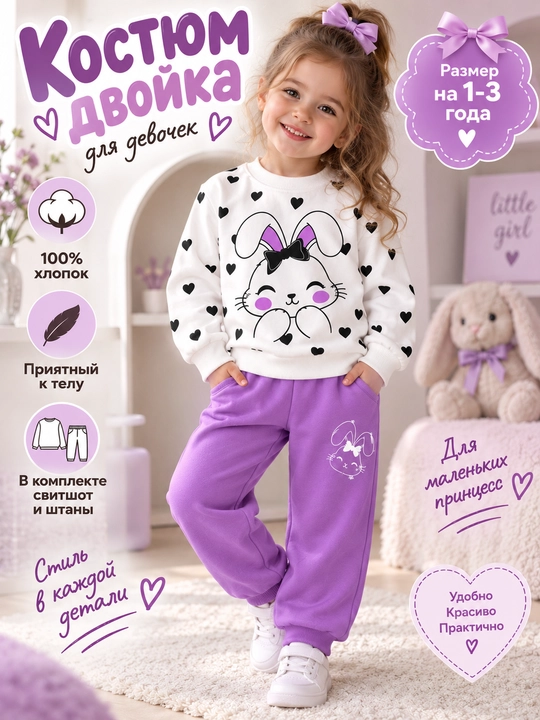 Qizlar uchun 2 qismli kostyum - 