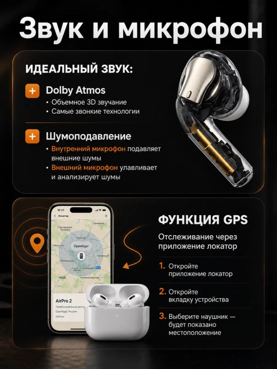 IPhone va Android uchun A.Pods PRO 2 simsiz quloqchinlari