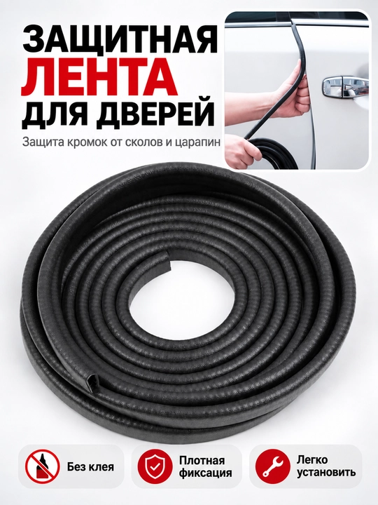 Защитная лента на кромку двери автомобиля, с металлическим зажимом - 