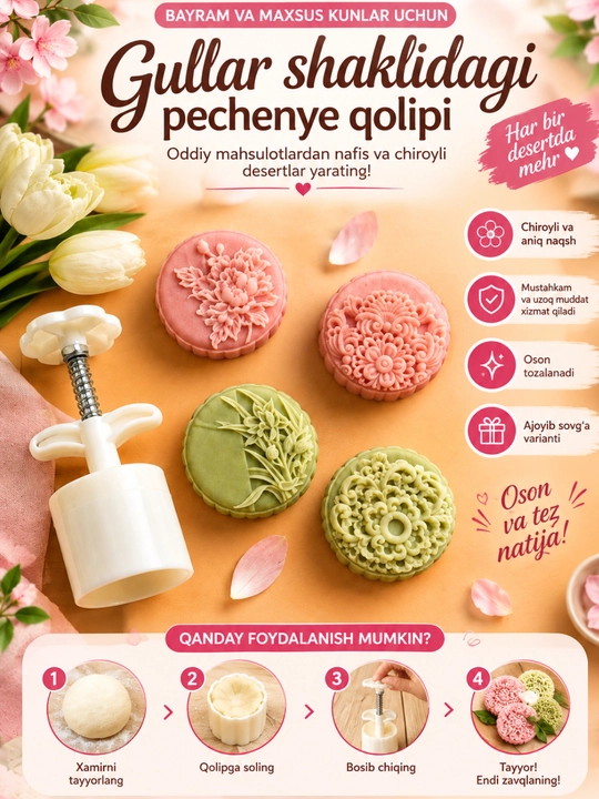 Pishiriqlar, pechenye, sirniklar va boshqa shirinliklar uchun 6 tasi 1 da qolip