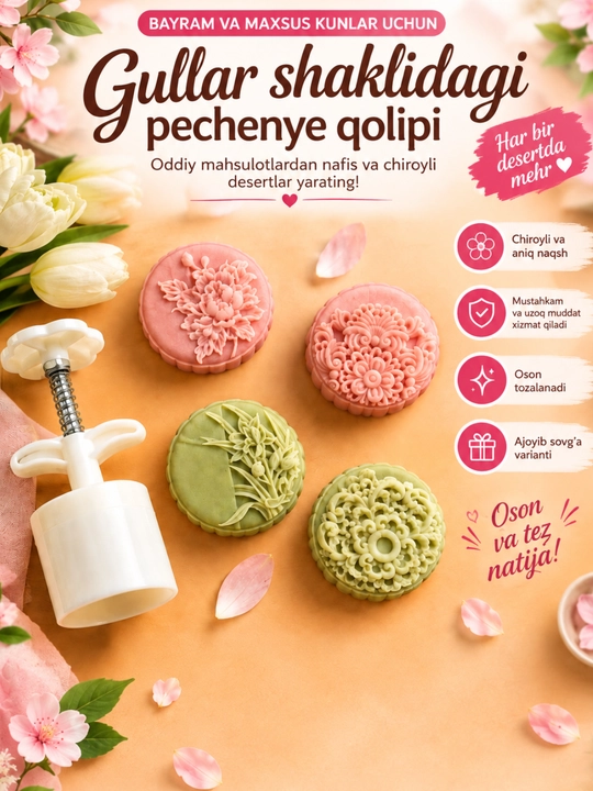 Pishiriqlar, pechenye, sirniklar va boshqa shirinliklar uchun 6 tasi 1 da qolip