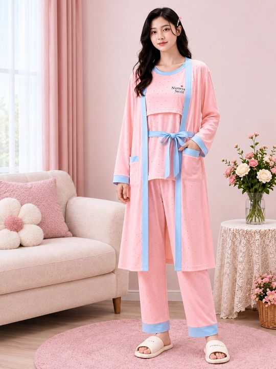 Uch qismli pijama, homilador va emizikli ayollar uchun, 3 tasi birda - 