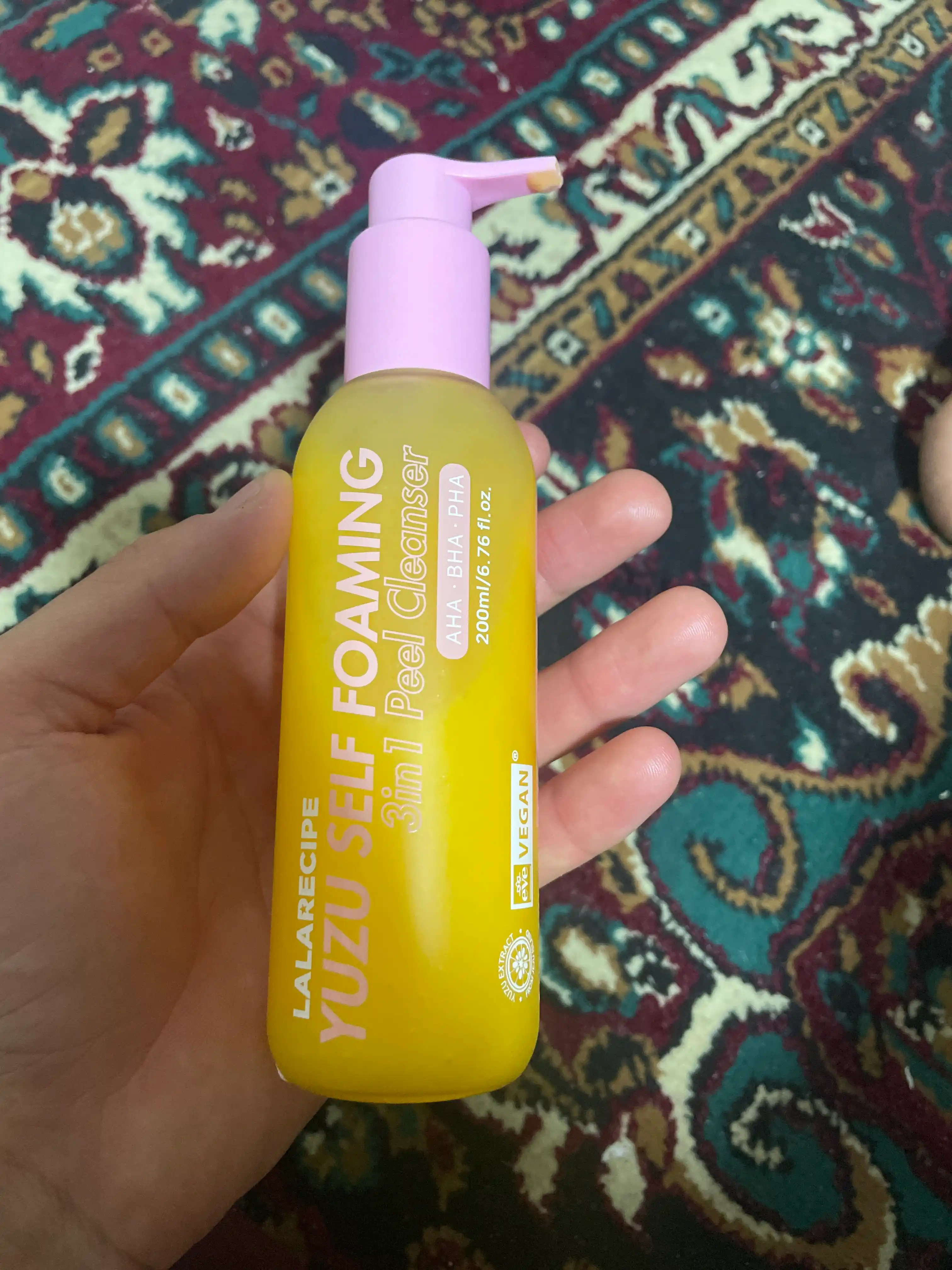 LALARICIPE Yuzu Self Foaming 3‑в‑1 AHA BHA – нежная пенка для очищения лица, 200 мл