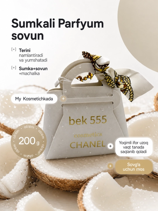 Sovg'abop atir sovun to'plami va dush uchun machalka, atir so vun