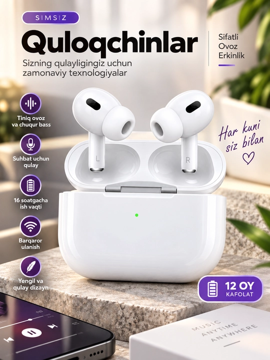 Беспроводные наушники iPods Pro TWS, Bluetooth, с микрофоном, с зарядным кейсом MagSafe - 
