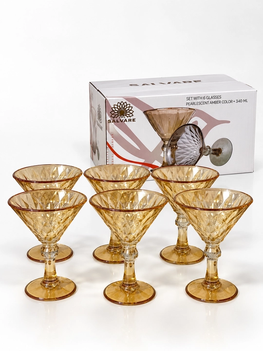 SALVARE shisha fujerlar to‘plami, 340 ml, 6 dona, amber rang - 