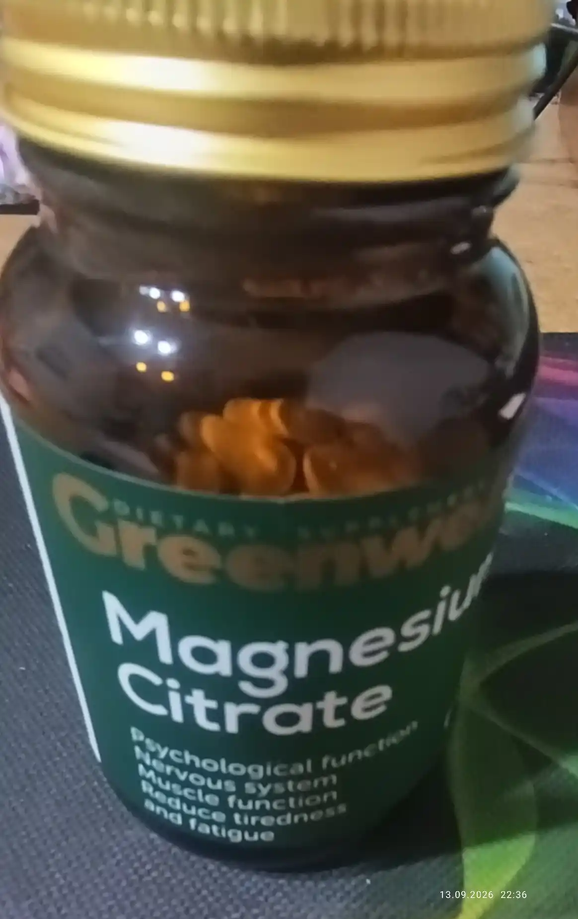 Magniy Sitrat, 60 kapsula, Greenwell,asab tizimi va stress uchun BAA , Halol