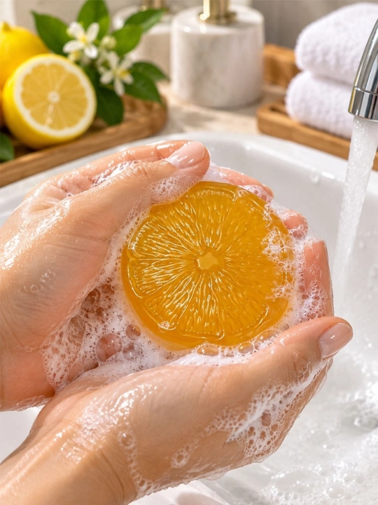 Yuz va tana uchun qo‘lda tayyorlangan limonli tabiiy sovun, xushbo‘y