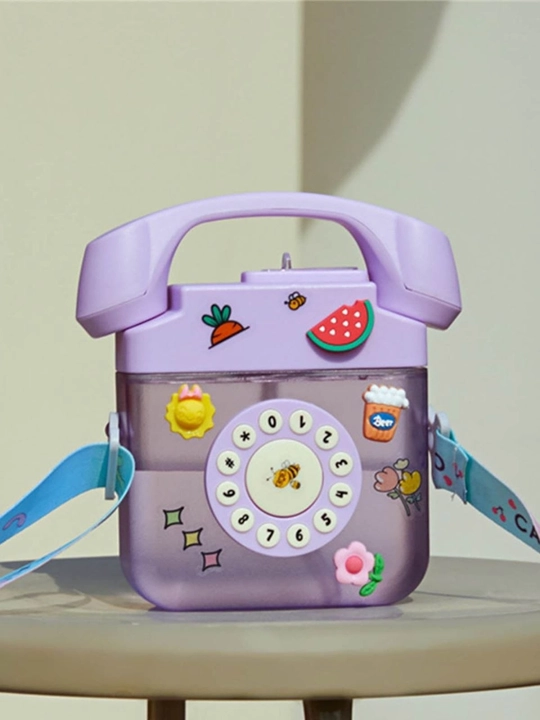 400ml qizlar uchun telefon shaklidagi plastik suv shishasi somon choynak - 