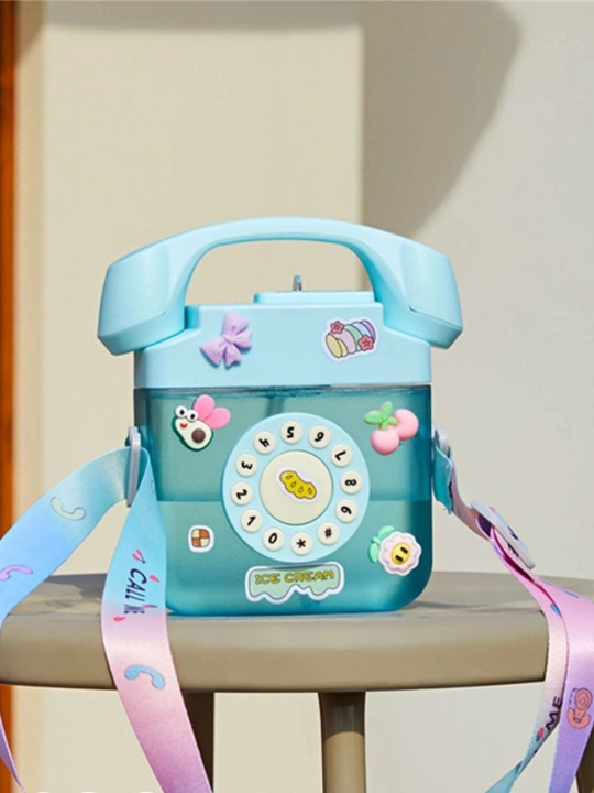 400ml qizlar uchun telefon shaklidagi plastik suv shishasi somon choynak - 