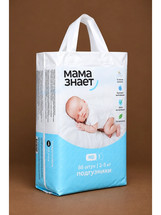Подгузники Mama Znayet для детей — мягкие и комфортные, салфетки в подарок 