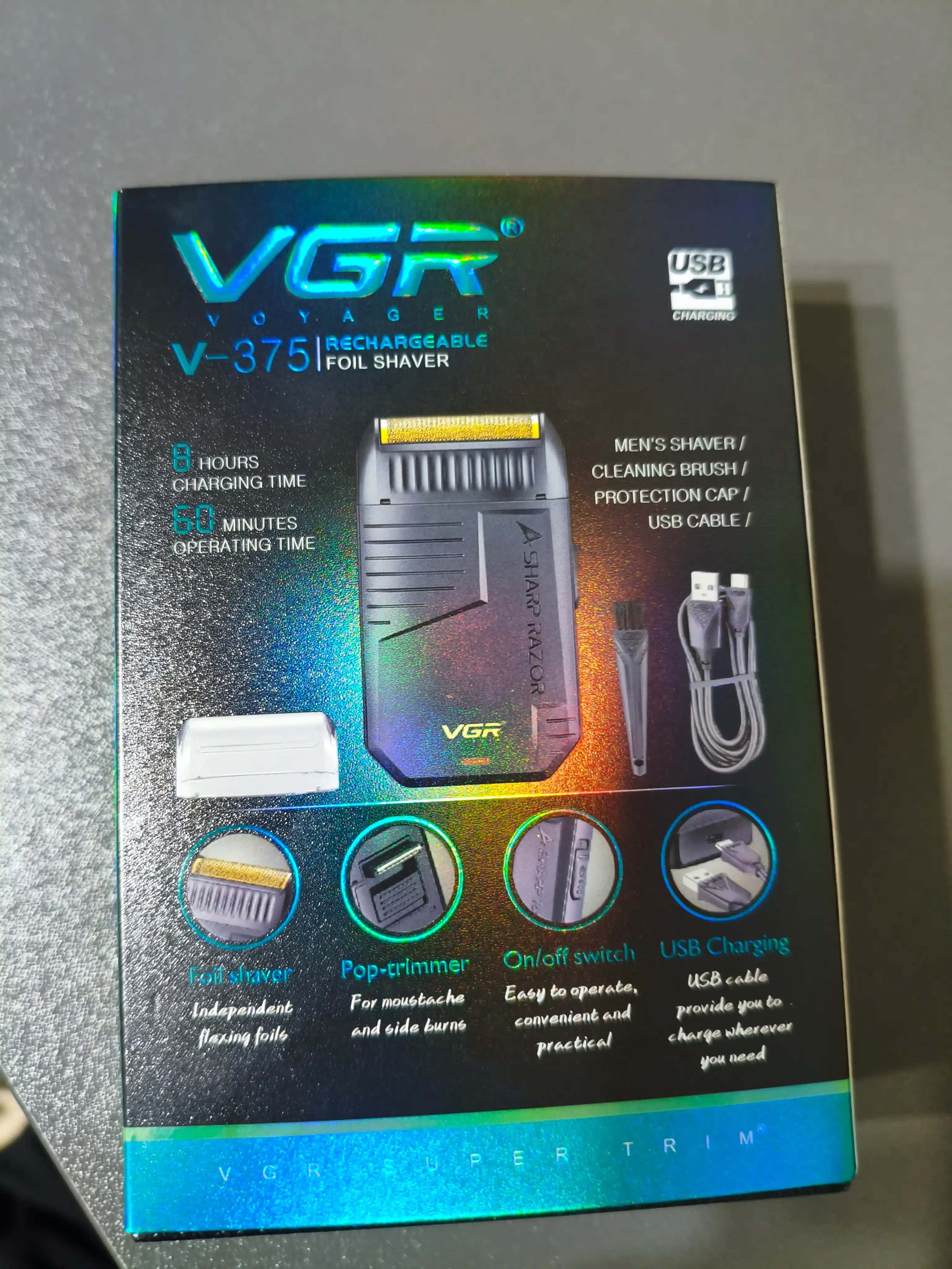 VGR V-375 VGR trimmeri, yashil, to‘rsimon, suv o‘tkazmaydigan, akkumulyatordan quvvat oladi